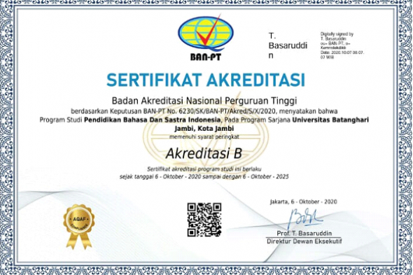 2. UNIVERSITAS BATANGHARI (UNBARI) JAMBI CAPAI PRESTASI KEMBALI! LEWAT PROGRAM STUDI PENDIDIKAN BAHASA DAN SASTRA INDONESIA FAKULTAS KEGURUAN DAN ILMU PENDIDIKAN (PBSI-FKIP UNBARI)