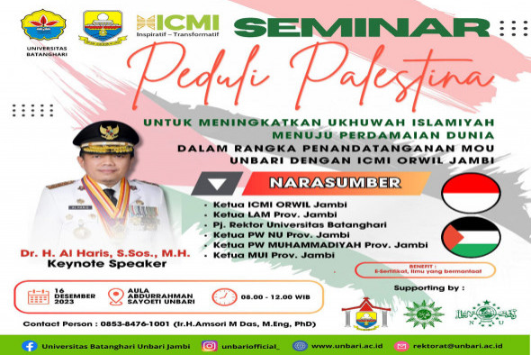 3. Universitas Batanghari dan ICMI Cabang Jambi Mengadakan Seminar Peduli Palistina