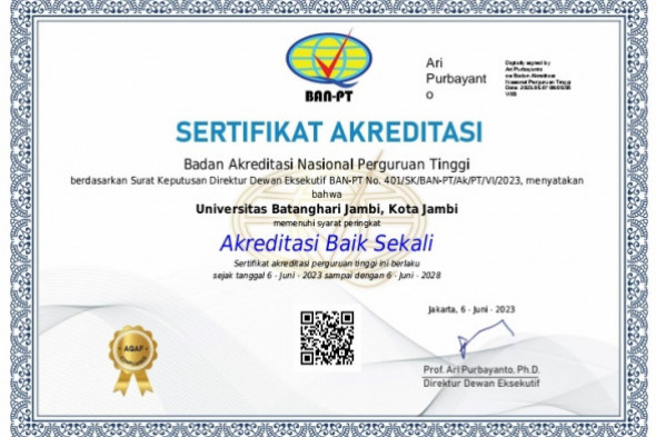 5. Universitas Batanghari Telah Berhasil Meraih Peringkat Akreditasi Baik Sekali