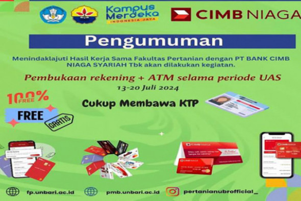 Fakultas Pertanian, Fakultas Hukum Unbari dengan Bank CIMB Syariah Cabang Jambi